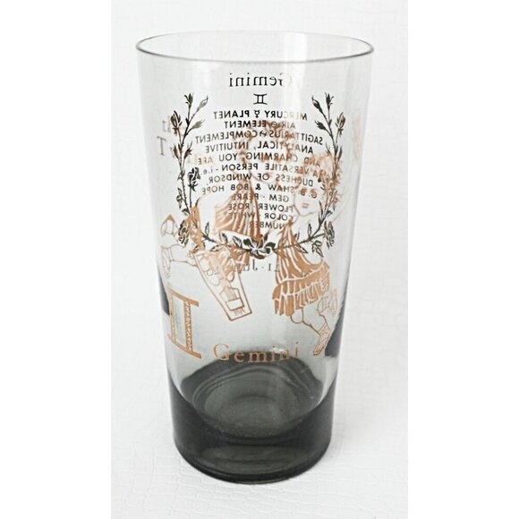Vintage Horoscope Gemini Bar Cocktail Drinking Glass Highball Tumbler - Picture 4 of 5